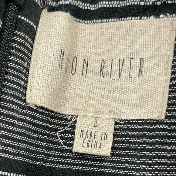 Moon River Dress Flutter Sleeve Black Striped Mini Casual Womens Size S Bohemian - Picture 6 of 7